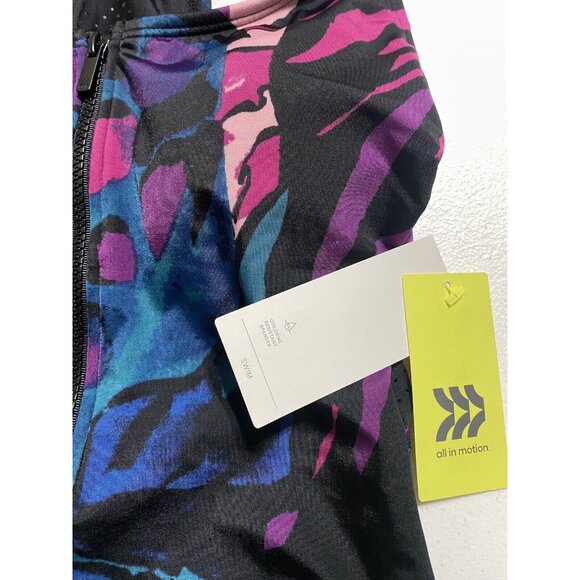 All in Motion Swimsuit One Piece Small Zip-Front Racerback Multicolor - Picture 6 of 10